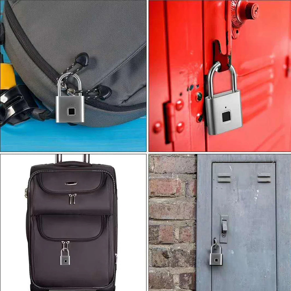 Waterproof Fingerprint Padlock Smart Keyless Entry Lock Outdoor Security Locks Anti-Theft USB Charge for Bike Gym Locker Luggage